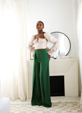 Sloane Tie Long Sleeve Crop Top- Beige