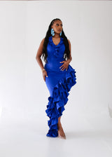 Amarina Dress with Frills - Blue