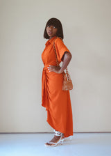 Ava Ruched Dress - Burnt Orange