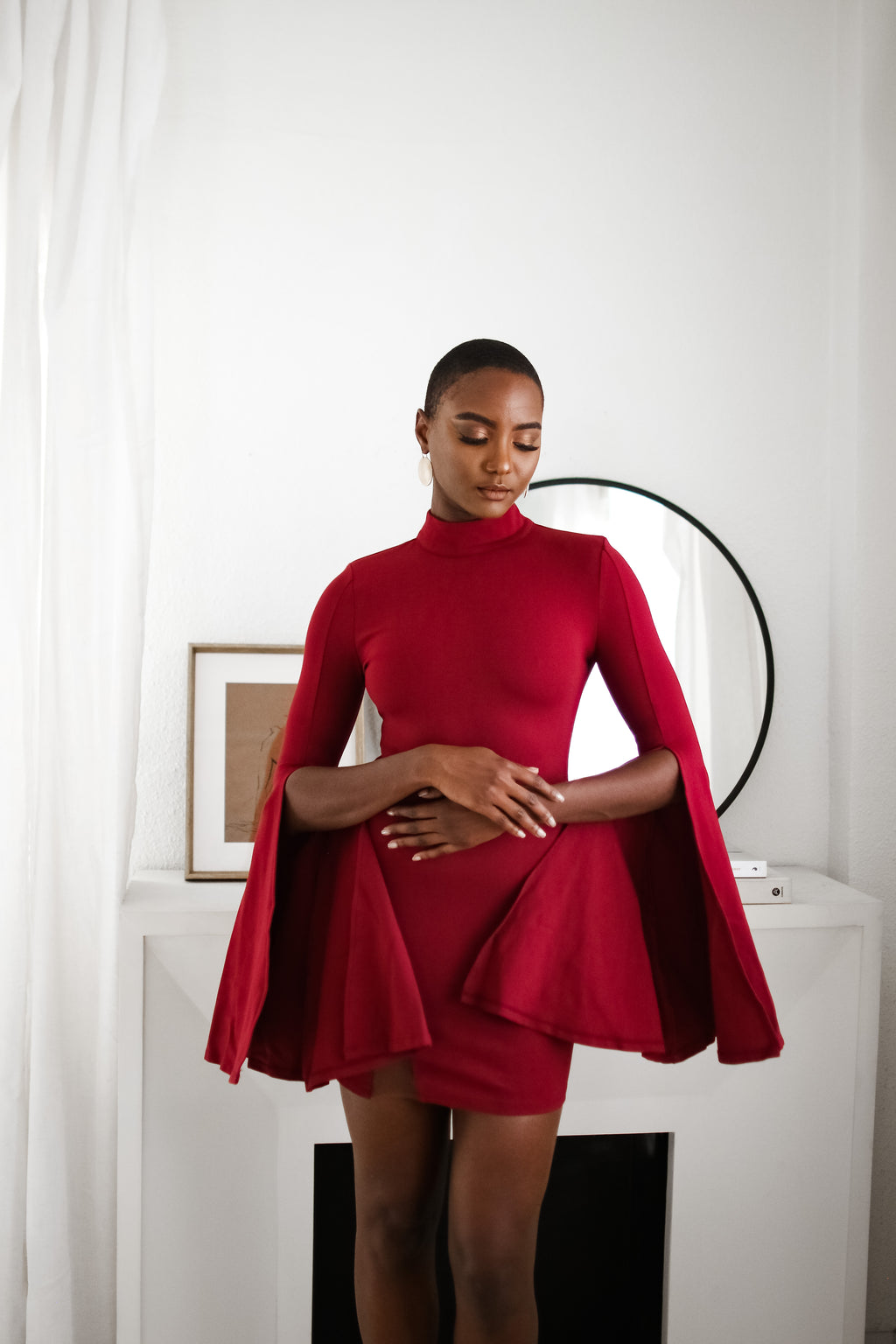 strapless open back dress Red Puff Sleeve Mini Dress - All Dresses