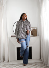 Undercover Striped Shirt Grey Black