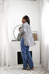 Undercover Striped Shirt Grey Black