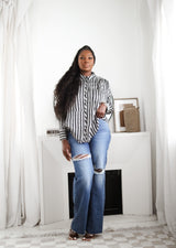 Undercover Striped Shirt Grey Black