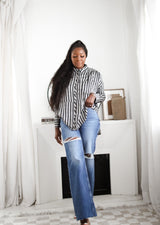 Undercover Striped Shirt Grey Black