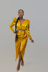 Sleigh Ruched Dress- Dark Green