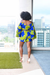 Yetunde Blue/Green Romper with Frills | Jumpsuits | Flair By Ashi