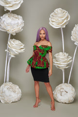 Ugochi Off Shoulder Peplum Top Green | Tops | Flair By Ashi