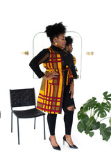 Halimah Collared Long Vest Yellow/ Red