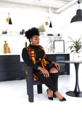 Halimah Collared Long Vest Yellow/ Red