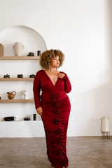 Rosso VNECK BODYSUIT ONLY - Burgundy