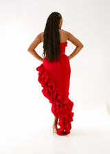Amarina Dress with Frills - Red