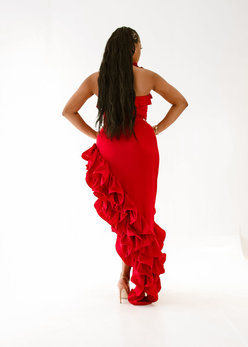 Amarina Dress with Frills - Red Large US 10/12 UK 14 / Red Amarina Dress with Frills - Red Large US 10/12 UK 14 / Red