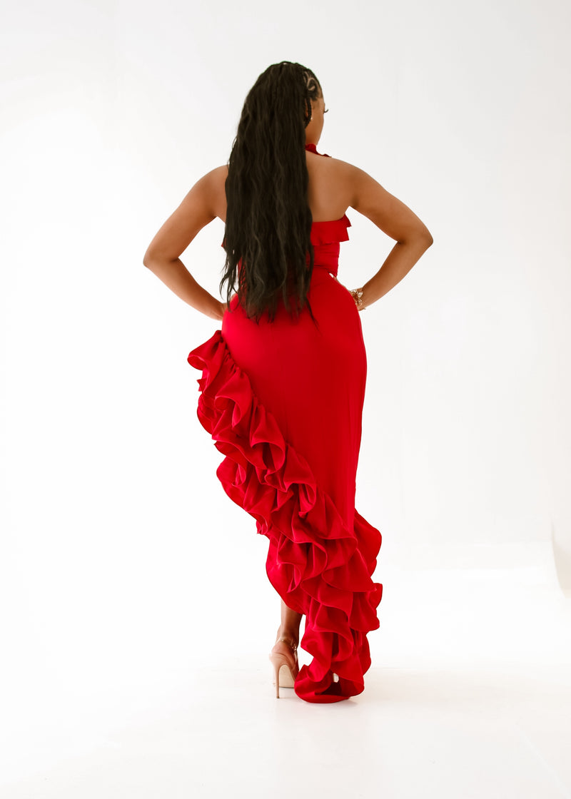 Amarina Dress with Frills - Red Flair By Ashi Amarina Dress with Frills - Red Flair By Ashi