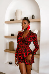 In the wild Leopard print Romper Olive