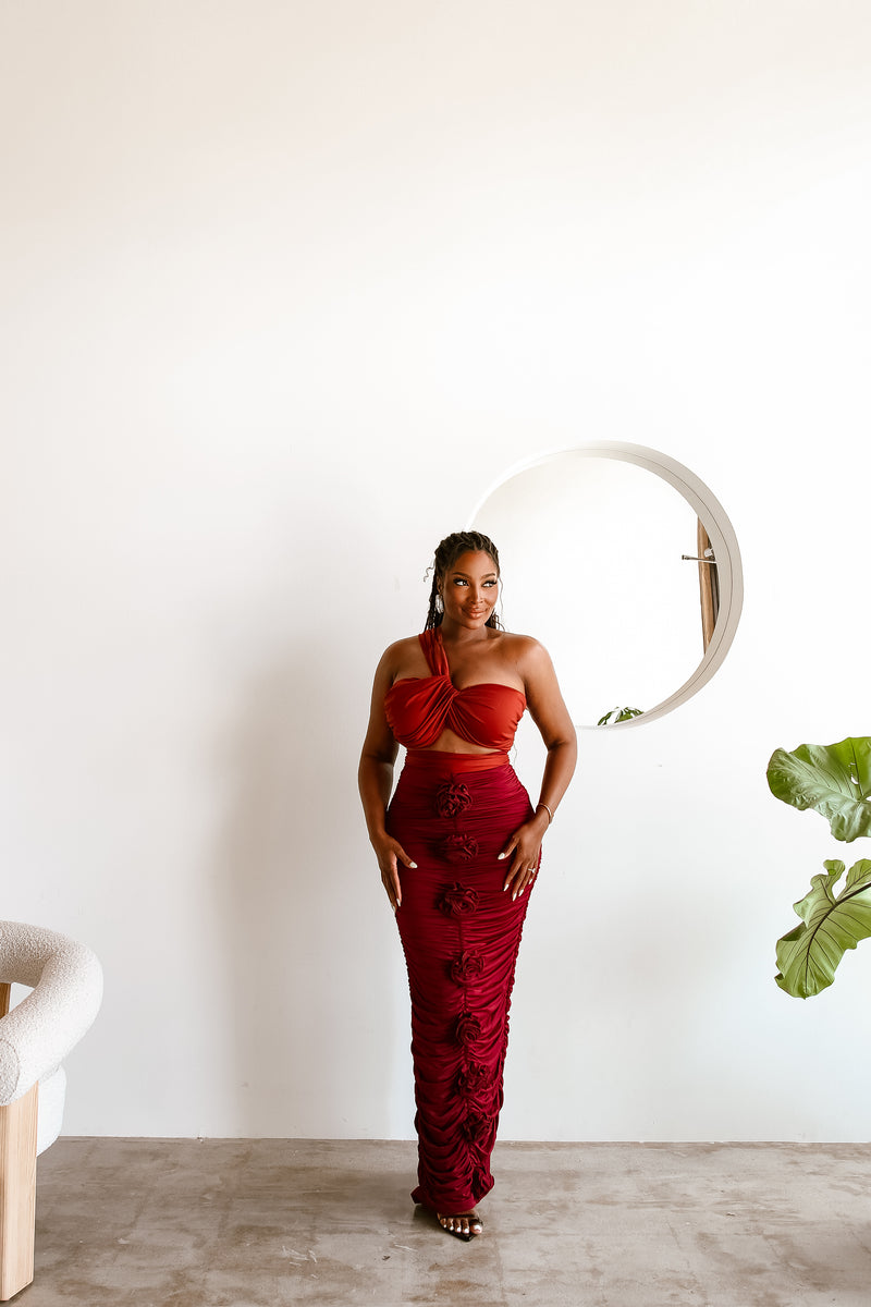 Rosso 3 Piece Maxi Set - Burgundy