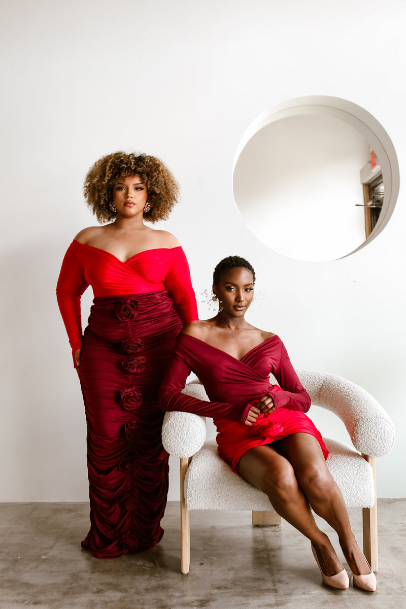 Rosso 3 Piece Maxi Set - Burgundy
