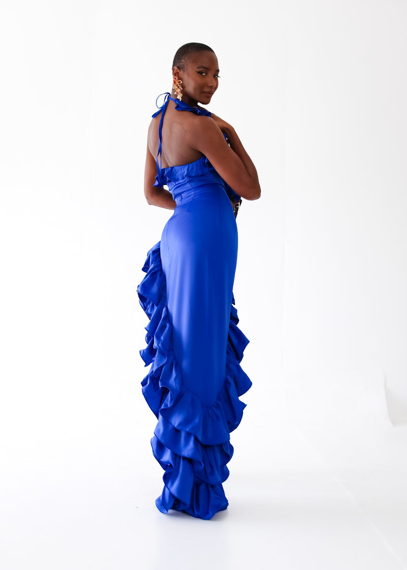 Amarina Dress with Frills - Blue Medium US 6/8 UK10/12 / Blue Amarina Dress with Frills - Blue Medium US 6/8 UK10/12 / Blue