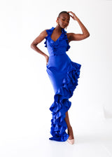 Amarina Dress with Frills - Blue