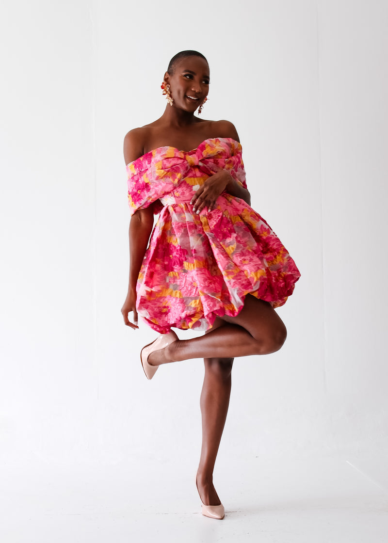 Zini Jacquard Mini Oversized Bow Dress Zini Jacquard Mini Oversized Bow Dress