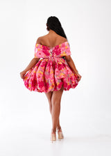 Zini Jacquard Mini Oversized Bow Dress - Pink