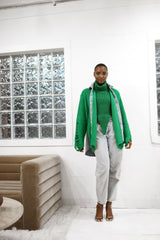 Off Topic Denim Knit Sweater- Green