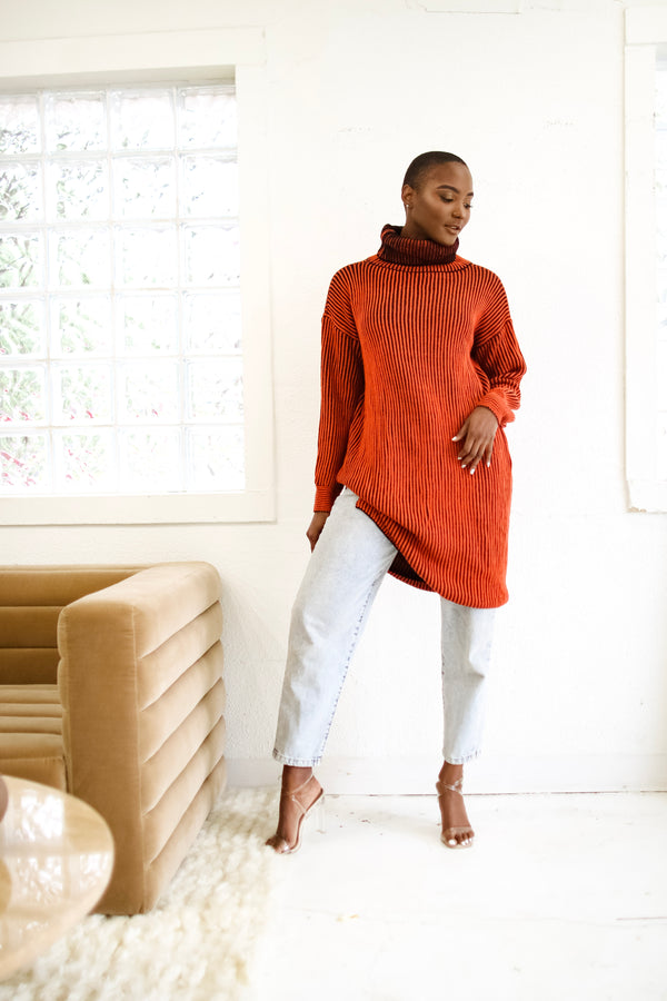 Pumpkin Spice Oversize Turtle neck dress