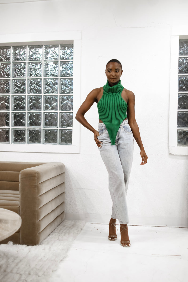 Green turtle neck top top