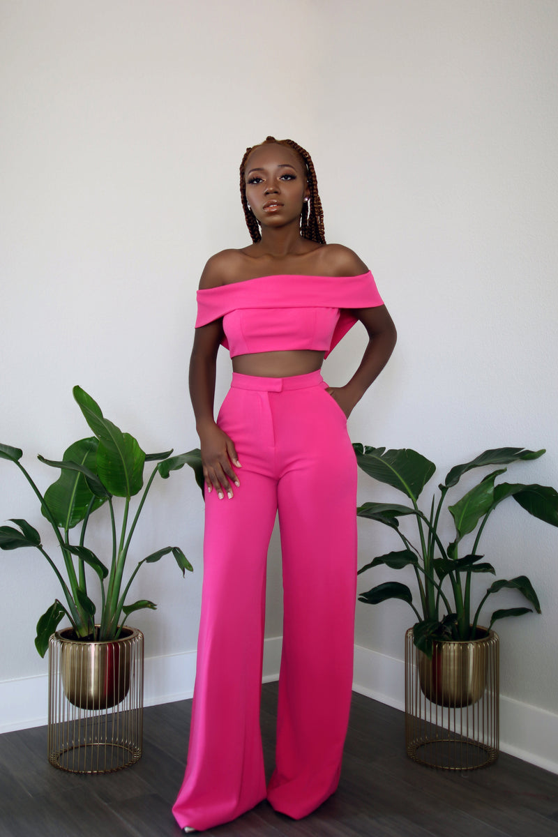 Pink Panther High Waist Wide Leg Pants - Pants Only