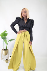Megan Cropped Twist Front Shirt- Black