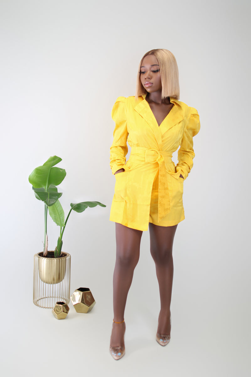 Mari me Blazer Romper- Yellow