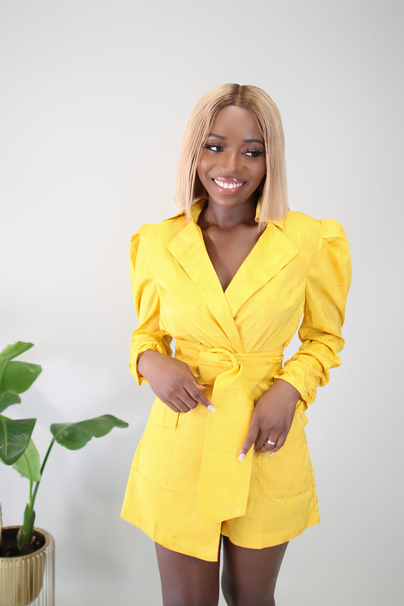 Mari me Blazer Romper- Yellow