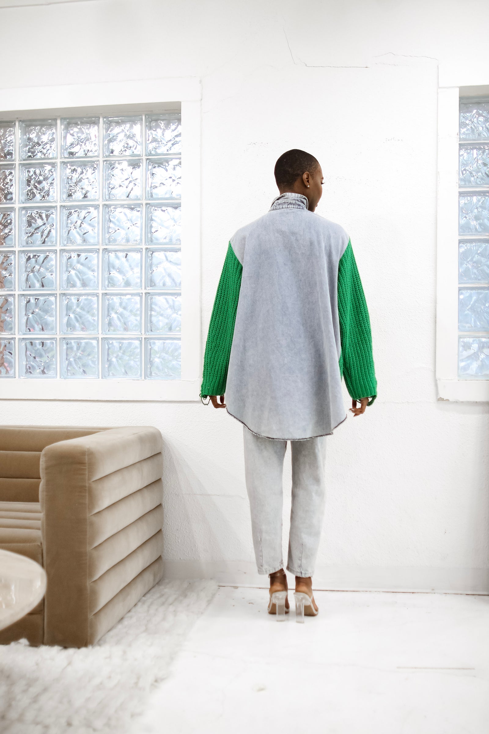 Off Topic Denim Knit Sweater- Green – Flair By Ashi
