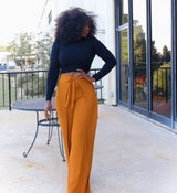 Phoebe High Waist Wrap Front Wide Leg Pants Burnt Orange | Pants | Flair By Ashi