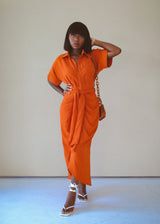 Ava Ruched Dress - Burnt Orange