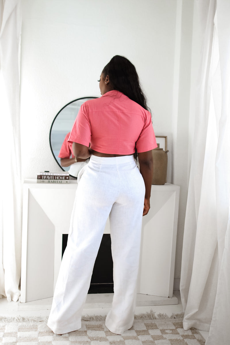 Twisted Crop Top- Salmon Pink