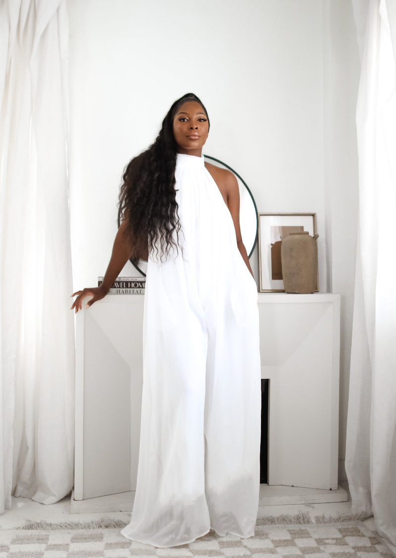 White Thoughts Halter Neck Jumpsuit