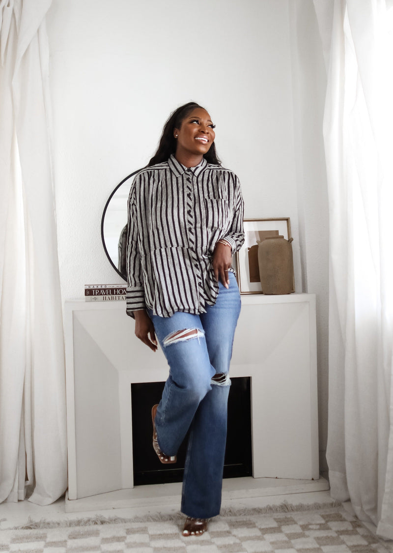 Undercover Striped Shirt Grey Black