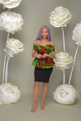 Ugochi Off Shoulder Peplum Top Green | Tops | Flair By Ashi