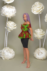 Ugochi Off Shoulder Peplum Top Green | Tops | Flair By Ashi