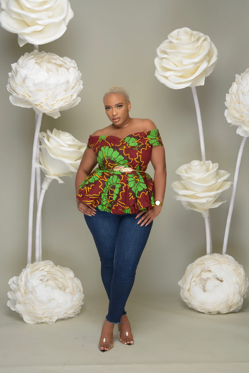 Ankara peplum top and wide leg pants