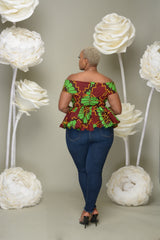 Ugochi Off Shoulder Peplum Top Green | Tops | Flair By Ashi