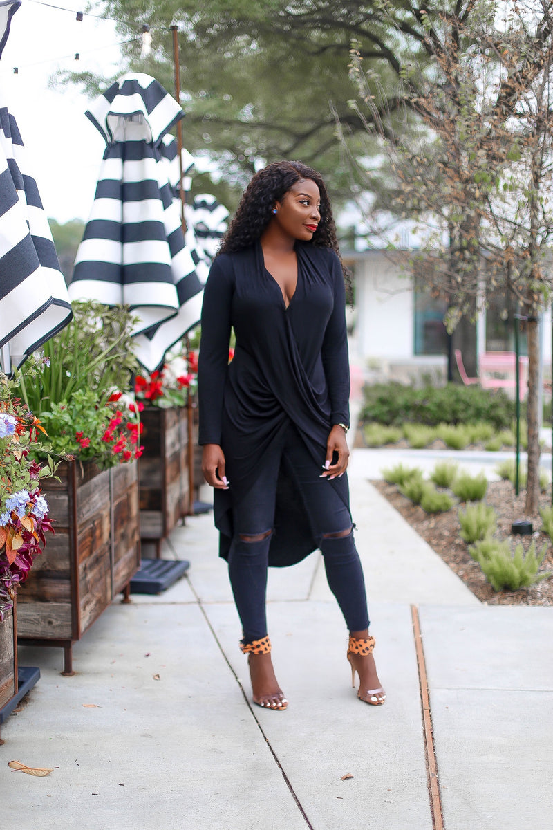 Crossroads Draped Tunic Long sleeve Blouse