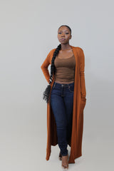 Let's Chill Long Duster Cardigan- Red