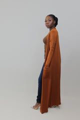Let's Chill Long Duster Cardigan- Red