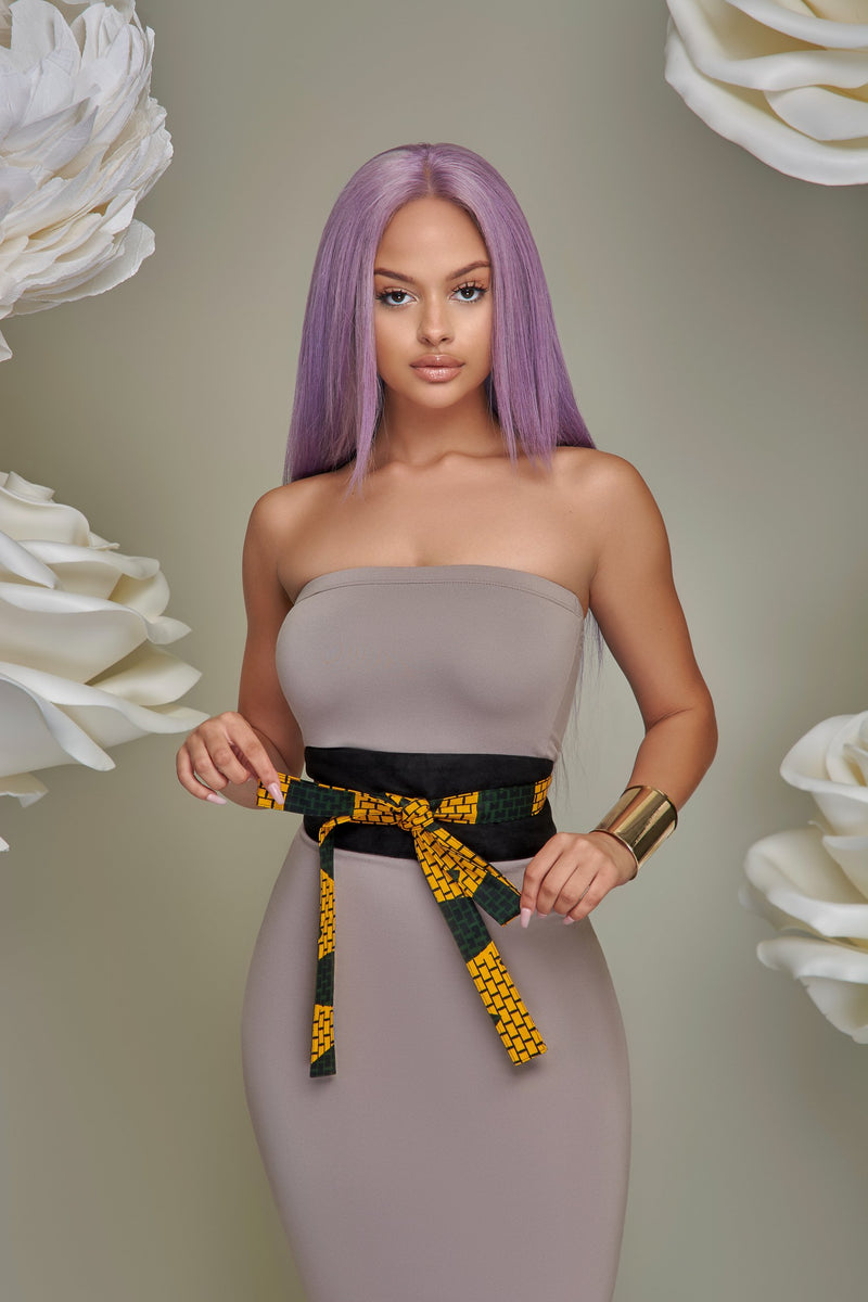 Zara Suede Obi Wrap Belt Green Orange | Accessories | Flair By Ashi