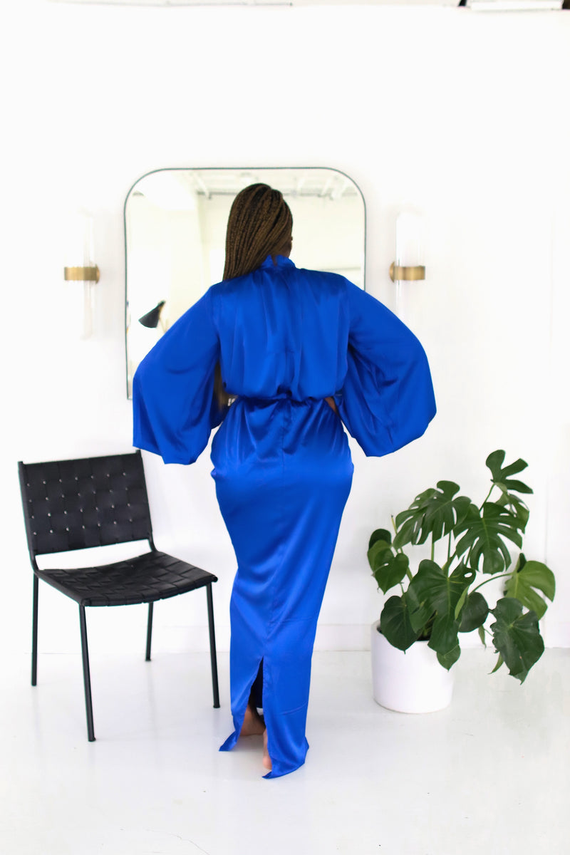 Bijou Draped Maxi SKIRT Blue- Skirt Only